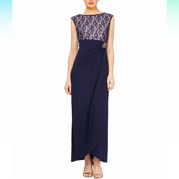 sachin and babi light blue dress Lafaba Women's Navy Blue Flounce Slit Plus Size Satin Evening Dress  Graduation Dress- Trendyol main image 1